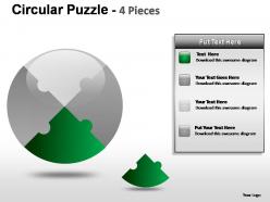 Circular puzzle 4 pieces powerpoint presentation slides