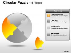 Circular puzzle 4 pieces powerpoint presentation slides