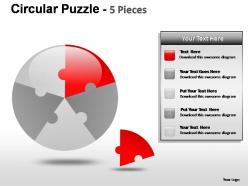 Circular puzzle 5 pieces powerpoint presentation slides