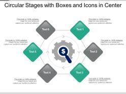 Circular stages with boxes and icons in center