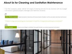 Cleaning And Sanitation Maintenance Proposal Template Powerpoint Presentation Slides