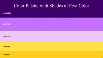 Color Palette With Five Shade Ripe Plum Heliotrope Mauve Bright Sun Lightning Yellow