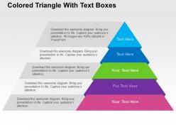 Colored triangle with text boxes flat powerpoint design