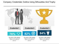 Company credentials outline using silhouettes and trophy