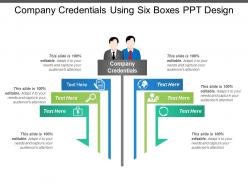 Company credentials using six boxes ppt design