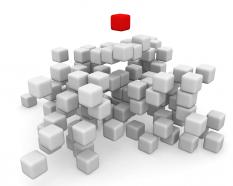 Concept of leadership by cubes stock photo