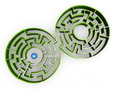 Connected circular maze stock photo