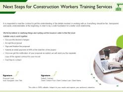 Construction workers training proposal template powerpoint presentation slides