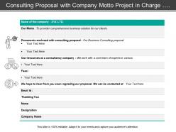 Consulting proposal with company motto project in charge