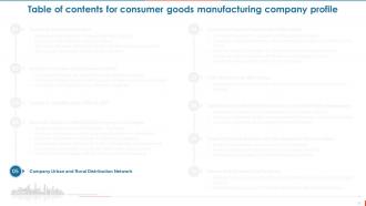 Consumer Goods Manufacturing Company Profile Powerpoint Presentation Slides