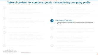 Consumer Goods Manufacturing Company Profile Powerpoint Presentation Slides