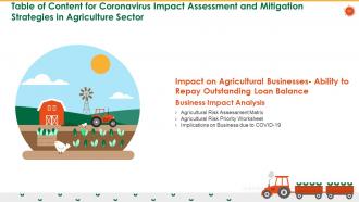 Coronavirus impact assessment and mitigation strategies in agriculture sector complete deck