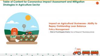 Coronavirus impact assessment and mitigation strategies in agriculture sector complete deck