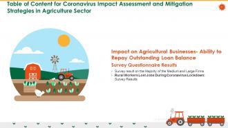 Coronavirus impact assessment and mitigation strategies in agriculture sector complete deck