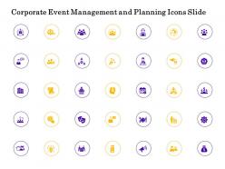 Corporate event management and planning icons slide