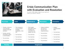 Crisis communication risk assessment resolution evaluation organisation management