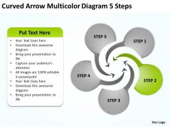 Curved arrow multicolor diagram 5 steps ppt powerpoint slides