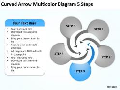 Curved arrow multicolor diagram 5 steps ppt powerpoint slides