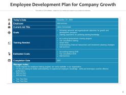 Development plan resources identifying business development growth encouraging