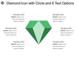 Diamond icon with circle and 6 text options