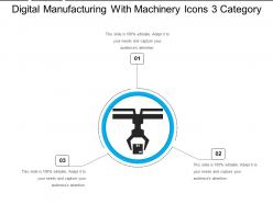 Digital manufacturing with machinery icons 3 category