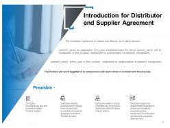 Distributor and supplier agreement proposal powerpoint presentation slides