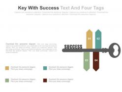 Ds key with success text and four tags flat powerpoint design