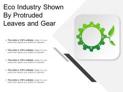 Eco industry shown by protruded leaves and gear