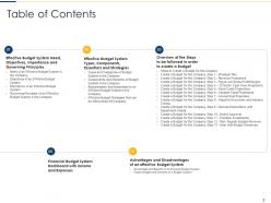 Effective budget system to provide direction on management decisions and basis for forecasting complete deck