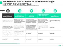 Effective budget system to recognize fiscal planning and co ordinate departmental operations complete deck