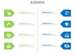 Eight different education and nature related agenda diagram powerpoint slides