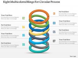 Eight multicolored rings for circular process powerpoint template