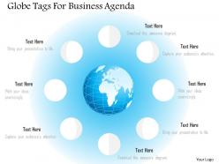 Eight staged globe tags for business agenda ppt presentation slides