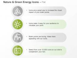 Energy sources wind sun nuclear battery ppt icons graphics