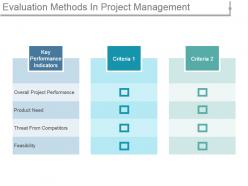 Evaluation methods in project management powerpoint slide