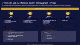 Facilities Management And Maintenance Company Powerpoint Presentation Slides