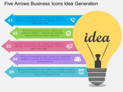 Five arrows business icons idea generation flat powerpoint design