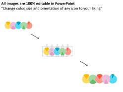 Five colored circles in sequence with percentage part flat powerpoint design