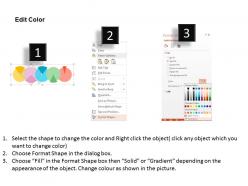 Five colored circles in sequence with percentage part flat powerpoint design