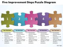 Five improvement steps puzzle diagarm powerpoint templates ppt presentation slides 0812