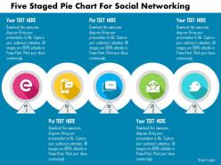 Five staged pie chart for social networking flat powerpoint design