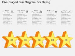 Five staged star diagram for rating flat powerpoint design