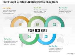 Five staged world map infographics diagram powerpoint template