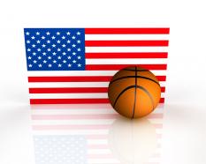 Flag of america with basketball stock photo