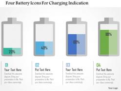 Four battery icons for charging indication flat powerpoint design