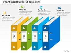 Four staged books for education flat powerpoint design