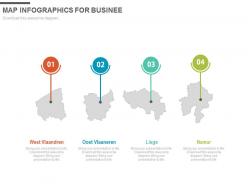 Four staged map infographics for business powerpoint slides