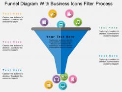 Funnel diagram with business icons filter process flat powerpoint design