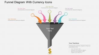 Funnel diagram with currency icons flat powerpoint design