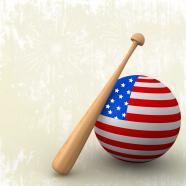 Globe with baseball bat stock photo